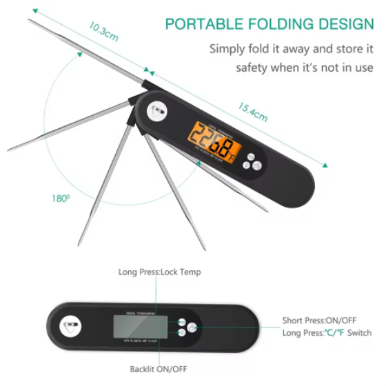 デジタル食品温度計 バーベキューキッチン用 肉・水・牛乳用温度計